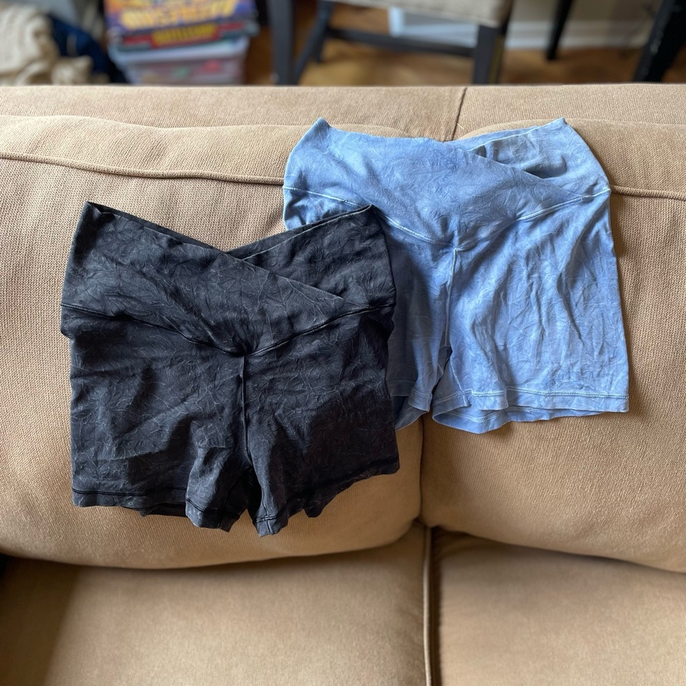 Aerie Black and Blue Biker Shorts